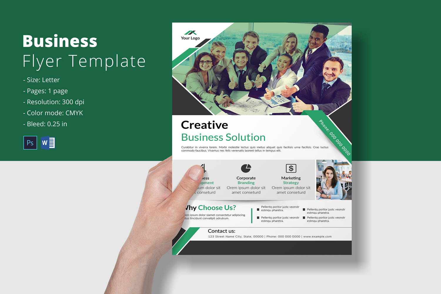 Corporate Flyer, Business Flyer . Ms Word & Photoshop template