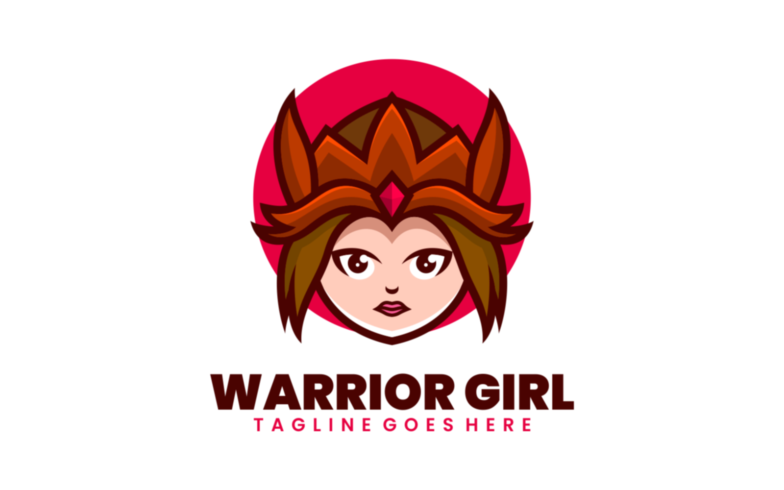Warrior Girl Mascot Cartoon Logo