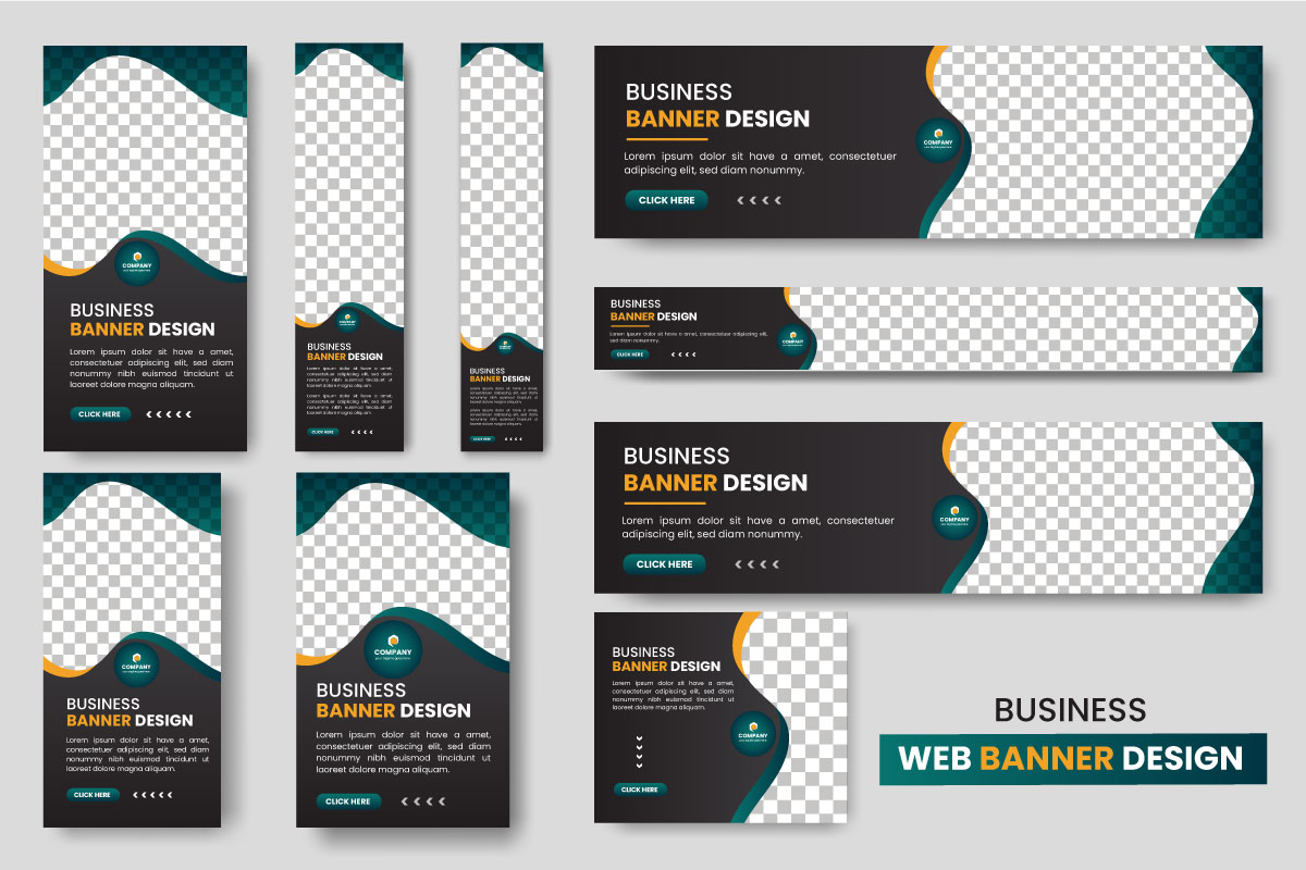 Vector web banner layout set or business web banner template bundle
