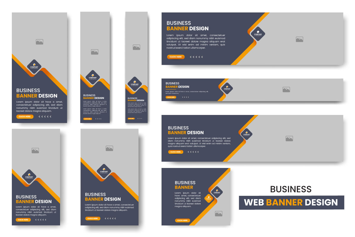 Vector web banner layout set or business web banner template bundle design