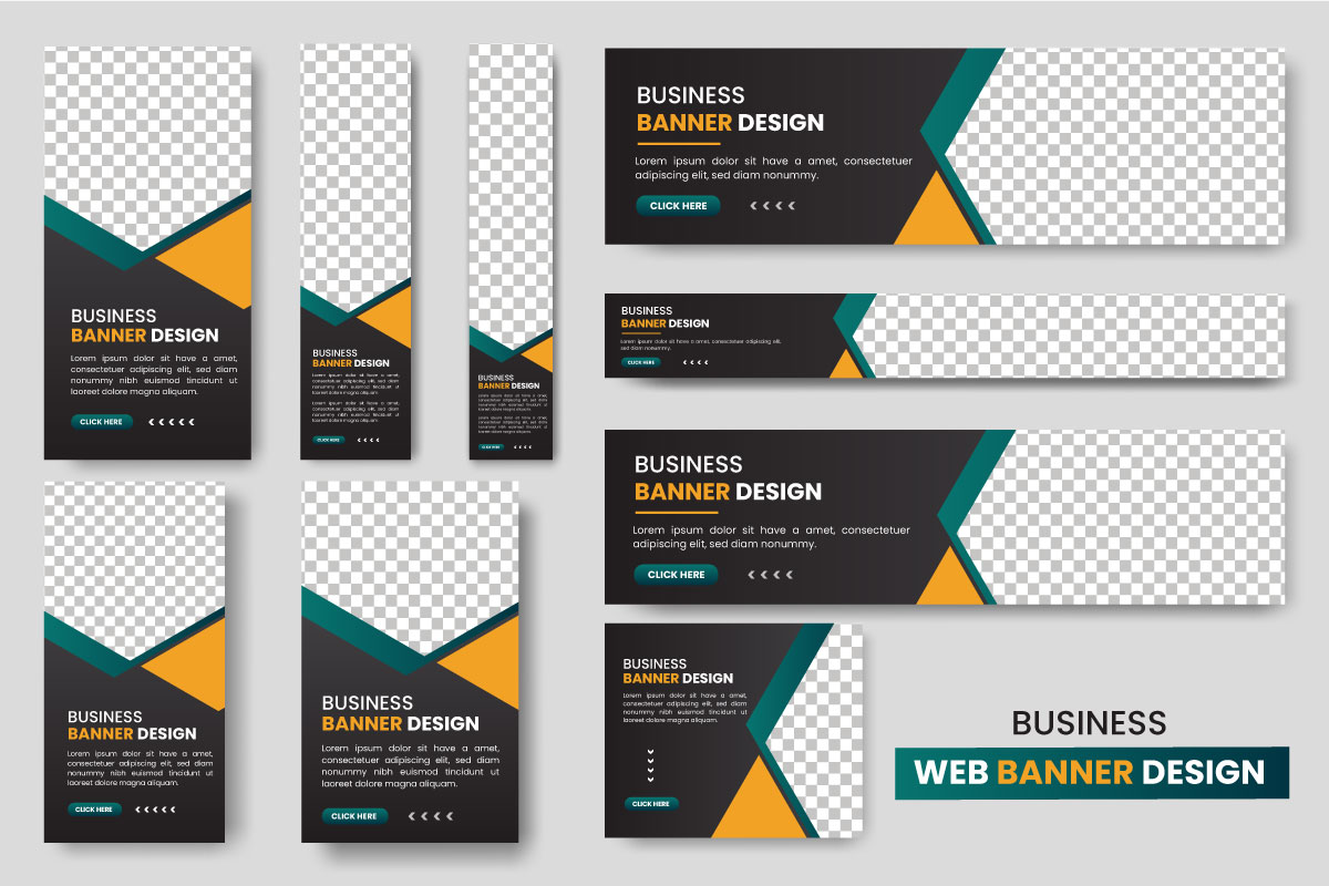 Vector web banner layout set or business web banner template bundles