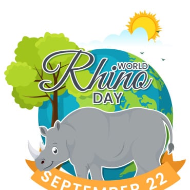Rhino Day Illustrations Templates 348779