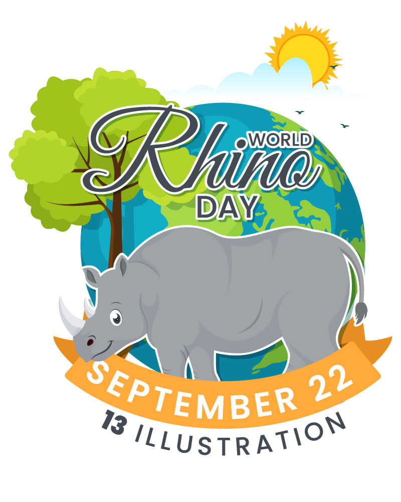 13 World Rhino Day Vector Illustration