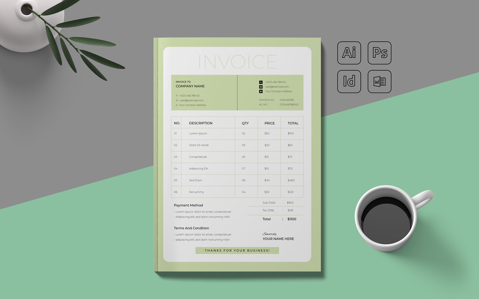 Professional Invoice Template Layout