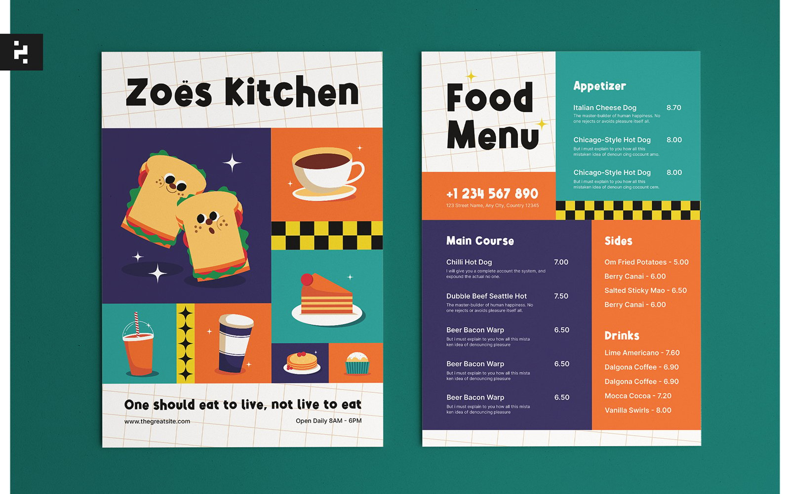 Creative Fun Restaurant Menu