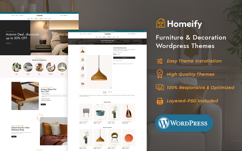 Homeify - Home Decoration, Furniture, Art & Crafts theme for WooCommerce Stores