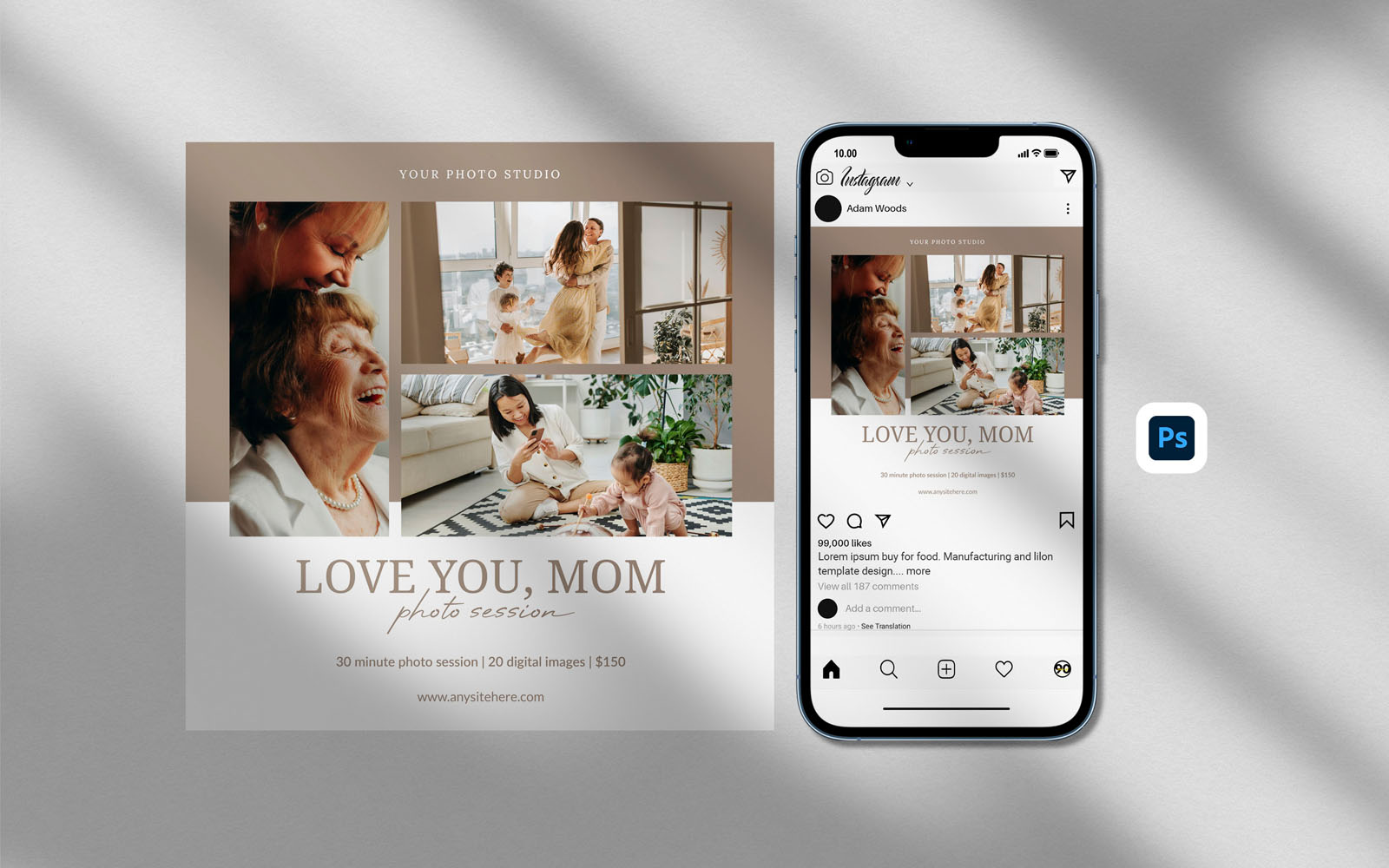 Love You Mom - Instagram Mini sessions Template Design