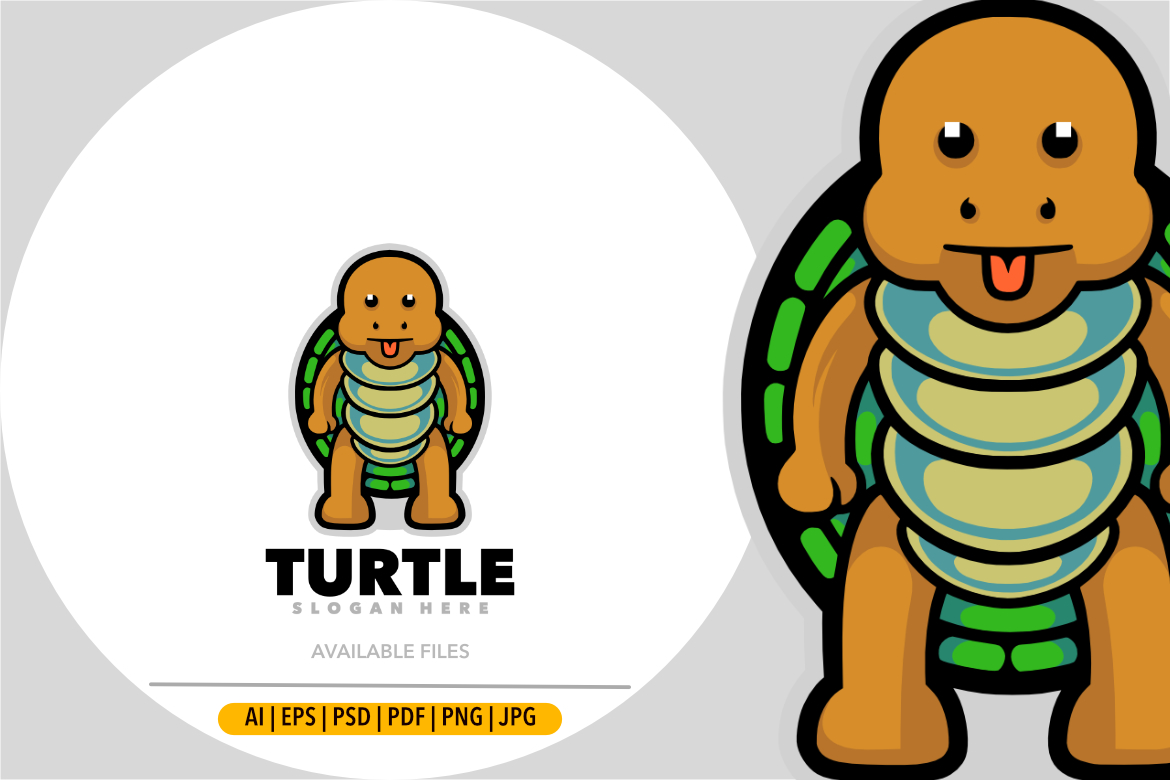 Turtle cartoon baby mascot logo