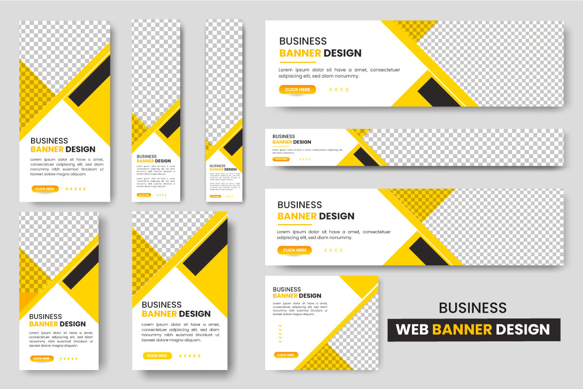 Vector set of creative web banners of standard size  modern template design