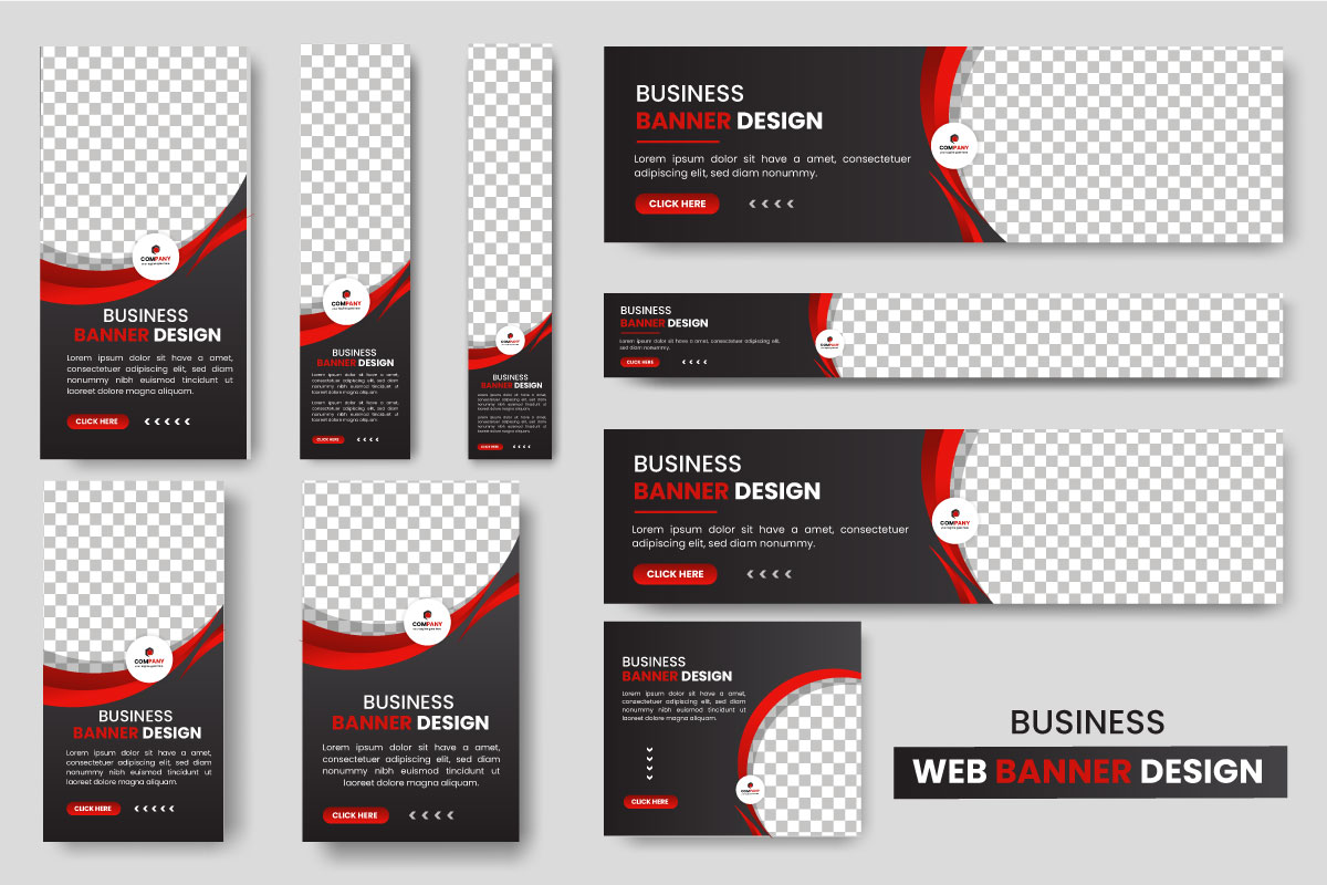 Vector set of creative web banners of standard size  modern template