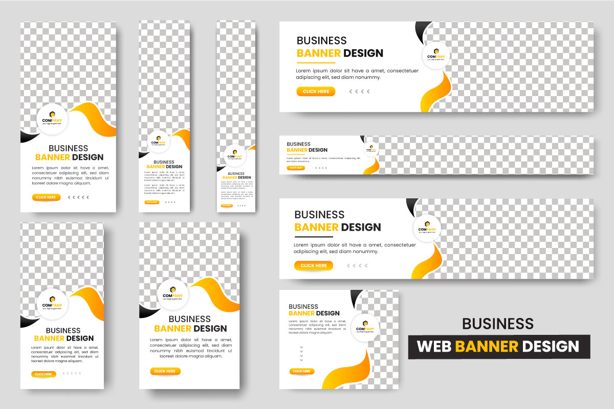 Set of creative web banners of standard size  modern template design