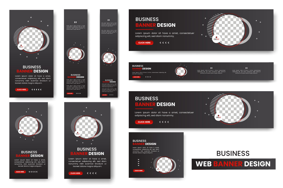 Vector set of creative web banners of standard size  modern template design  concept