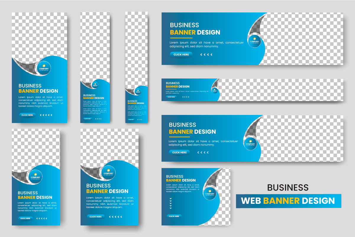 Vector set of creative web banners of standard size  modern template concept