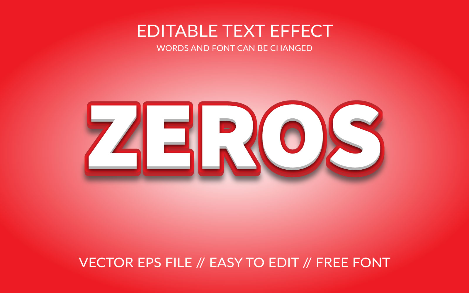 Zeros 3d Editable Vector Eps Text Effect