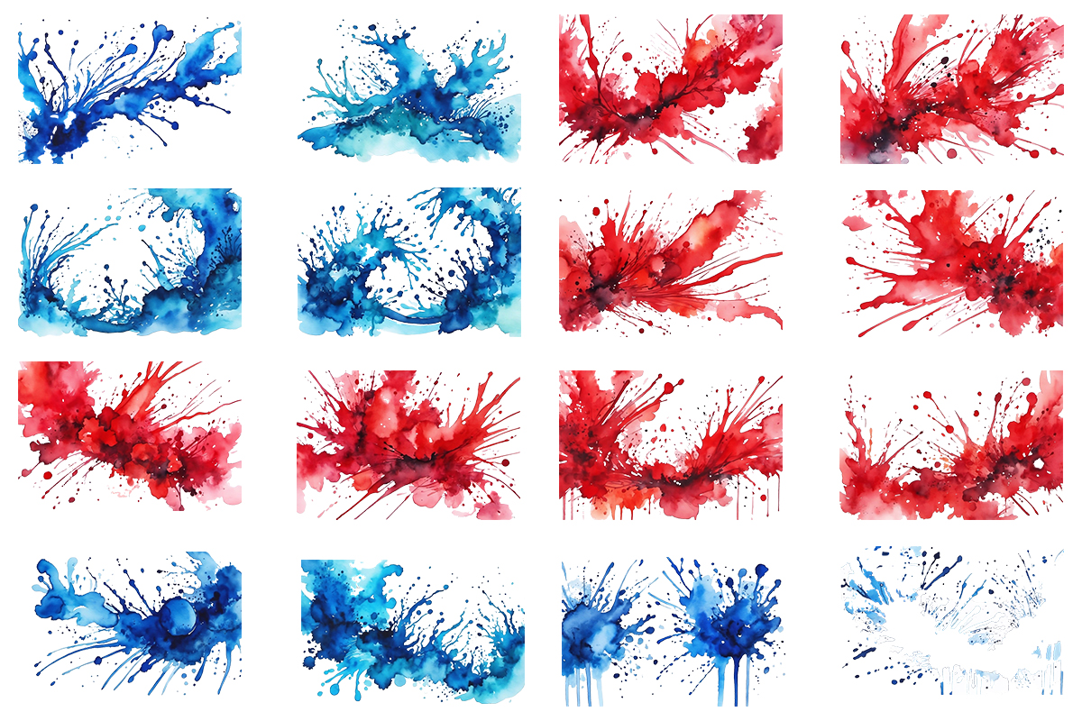 Colorful paint ink splashes PNG