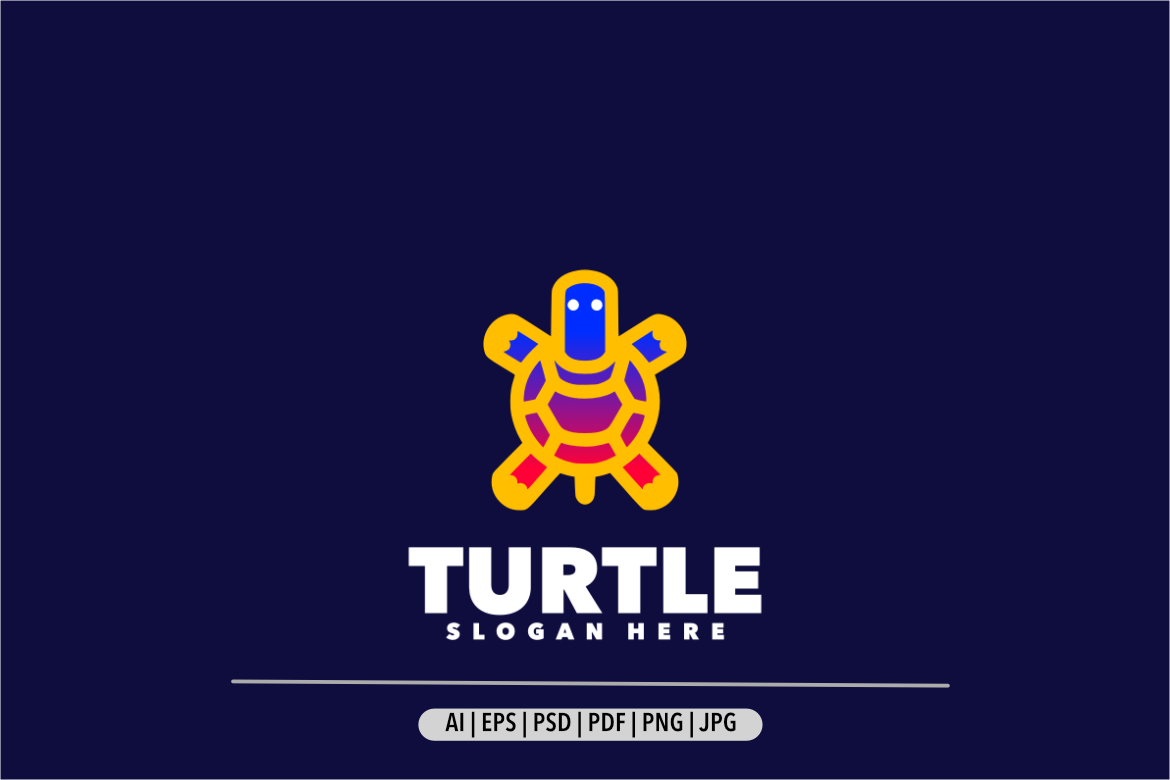 Turtle line colorful gradient design logo