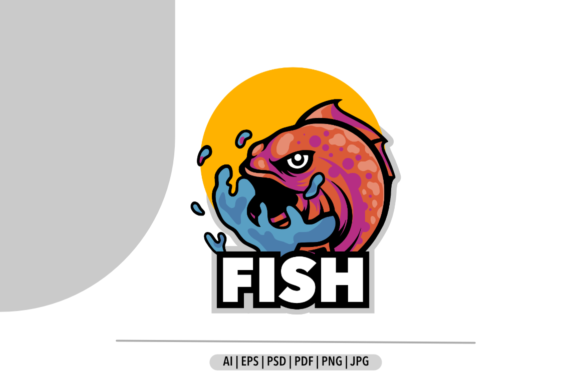 Fish predator logo design template