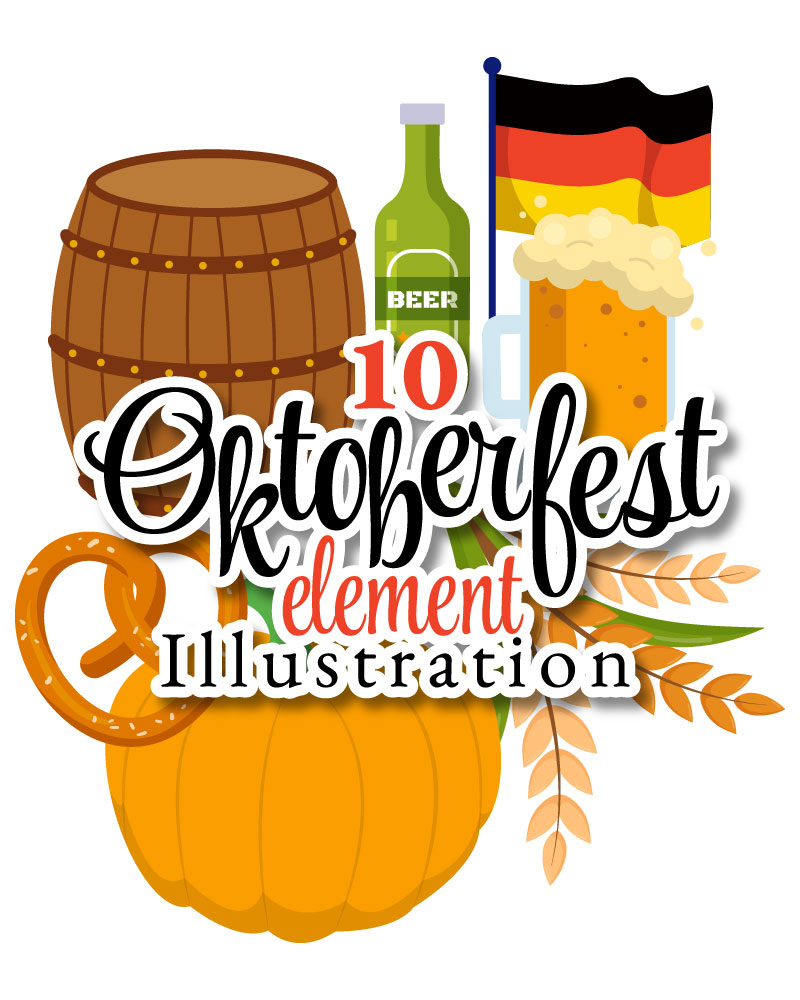 10 Happy Oktoberfest Beer Festival Elements Illustration