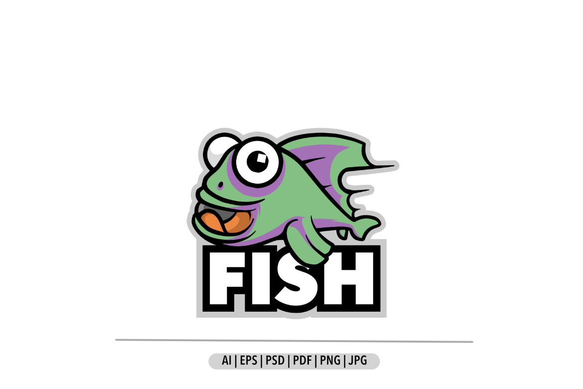 Cute fish predator design mascot logo