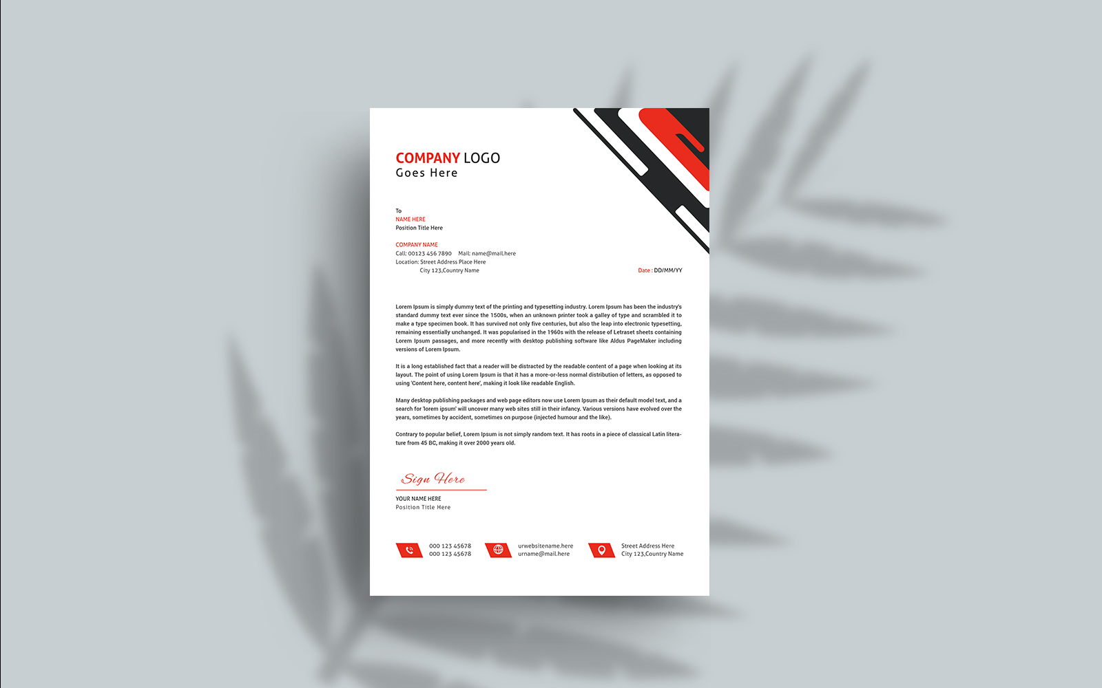 Modern company letterhead design template