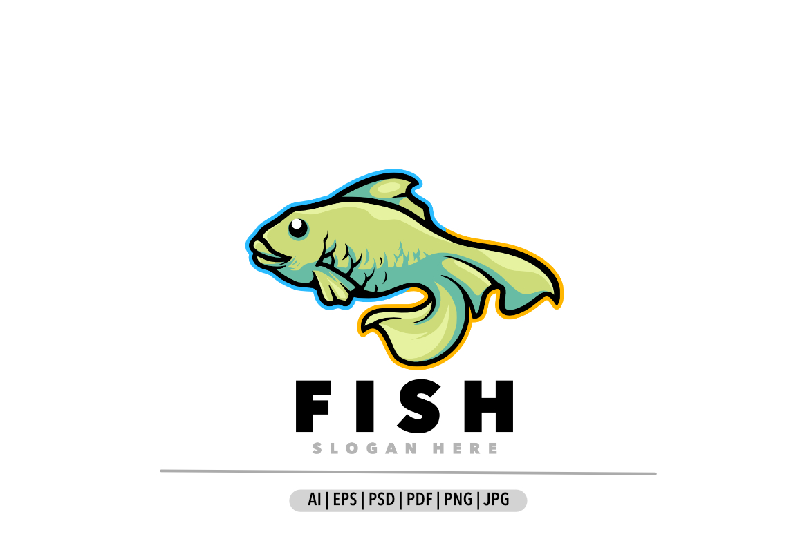 Cute fish mascot cartoon logo design