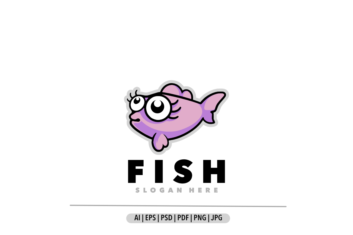 Fish pretty funny mascot logo
