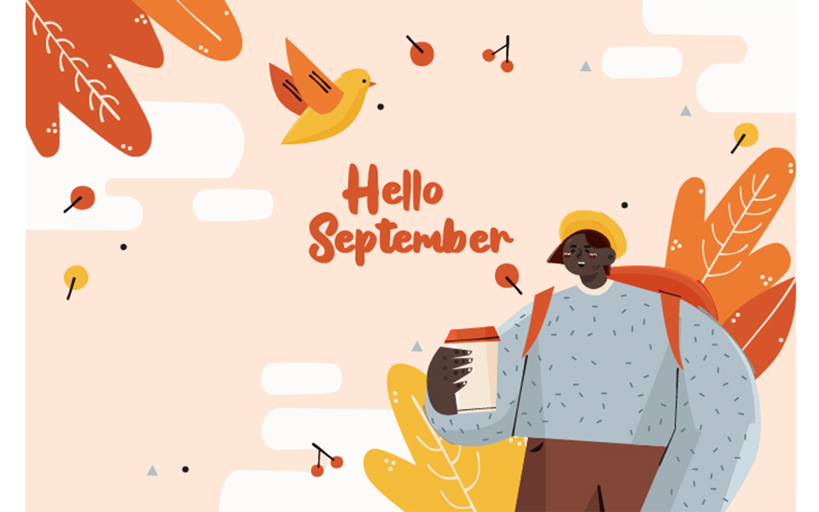 Hello September Autumn Background Illustration