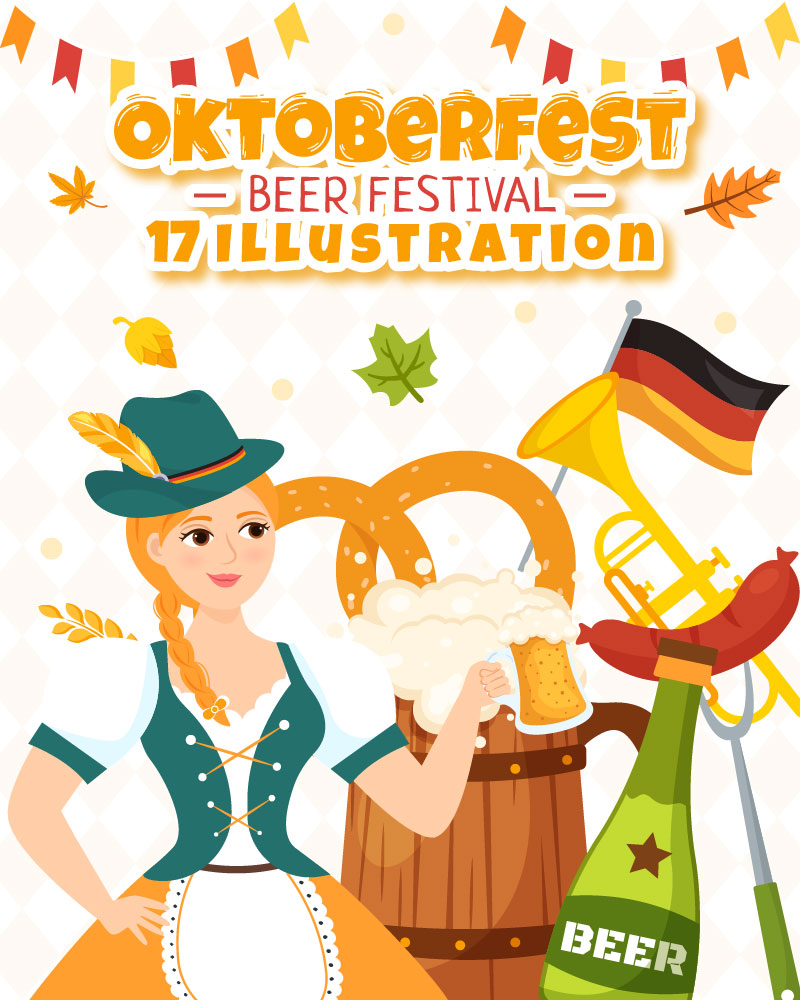 17 Happy Oktoberfest Beer Festival Illustration