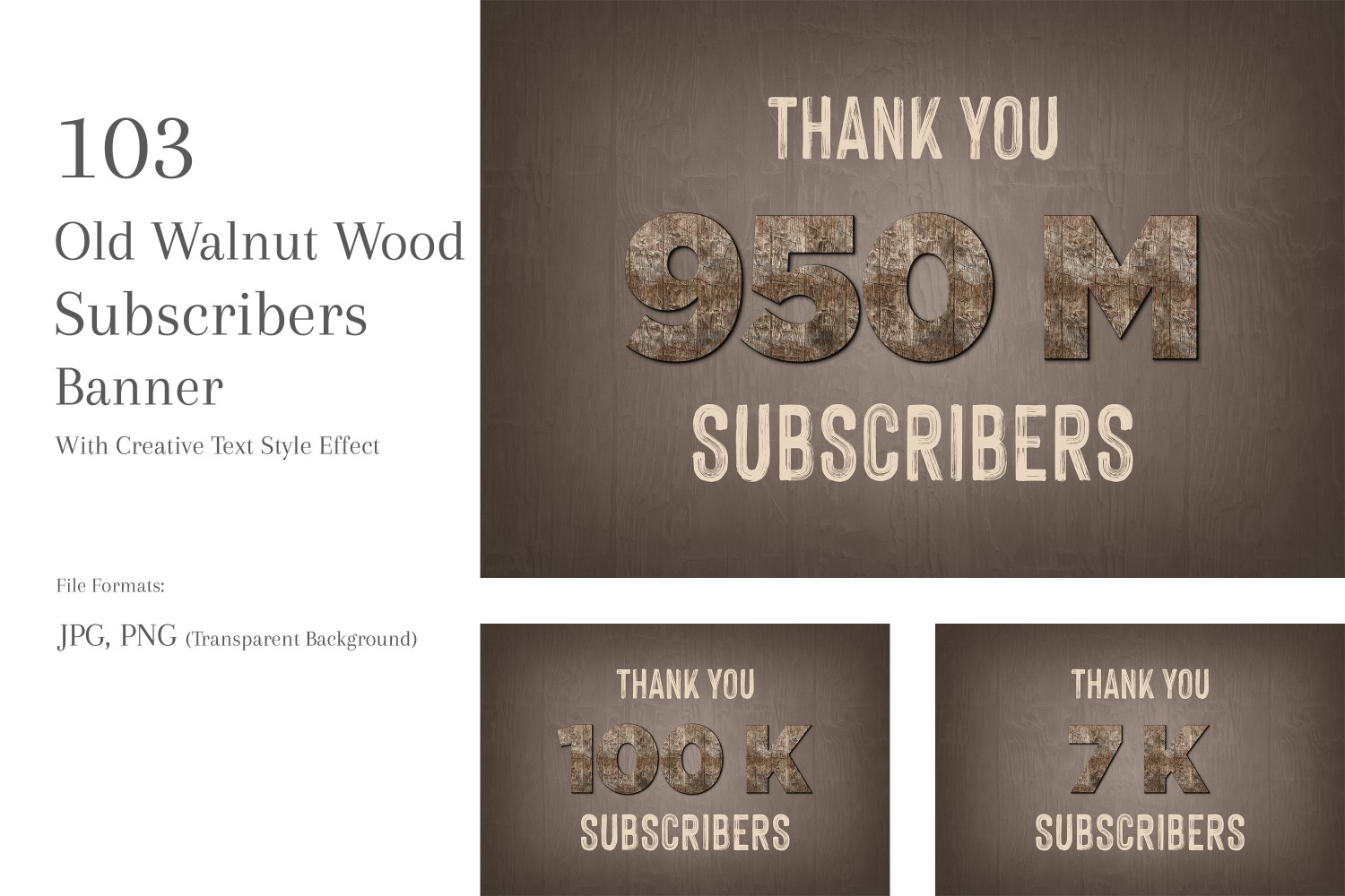 Old Walnut Wood Subscribers Banner Design Set 10