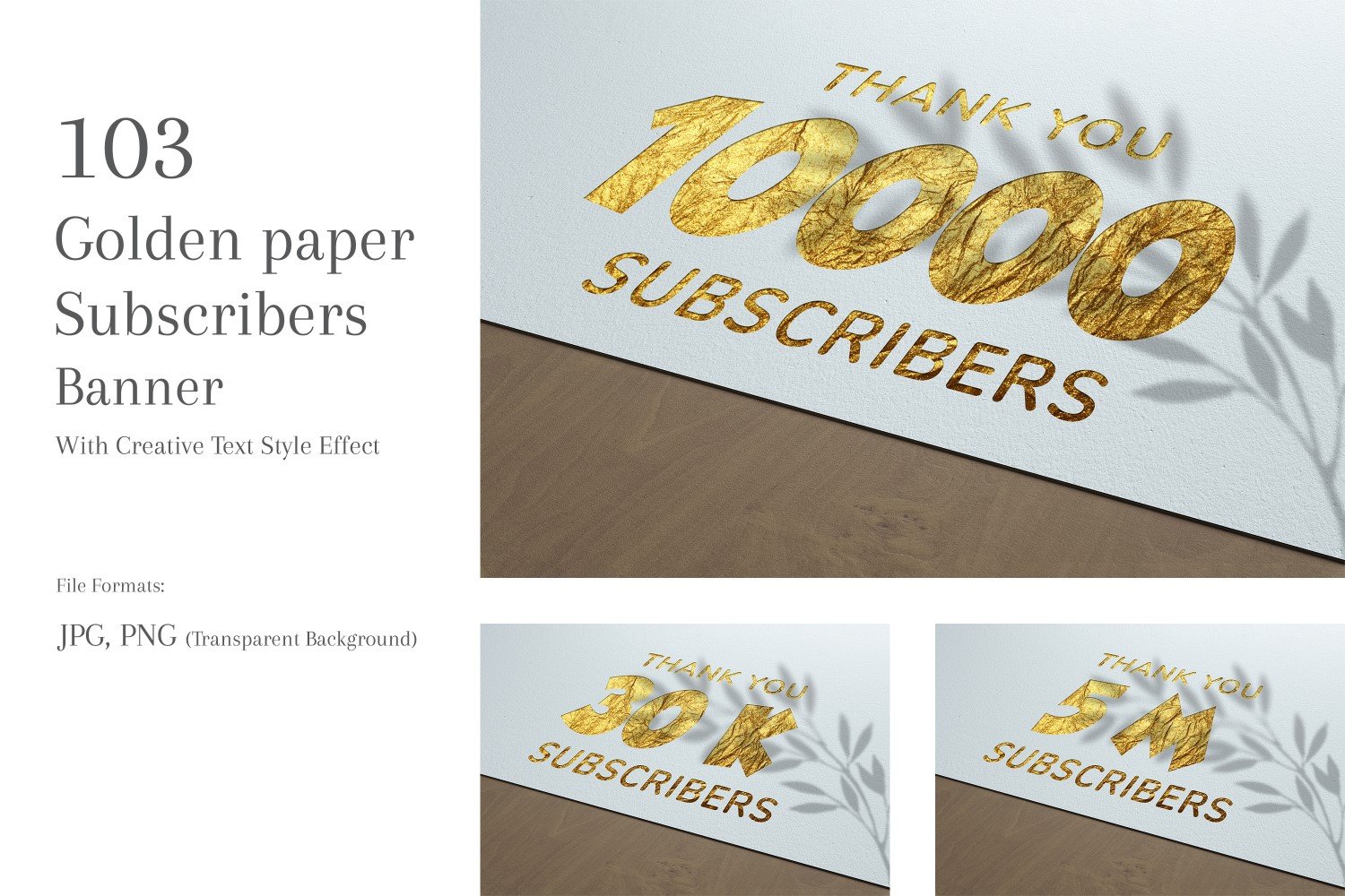 Golden paper Subscribers Banner Design Set 12