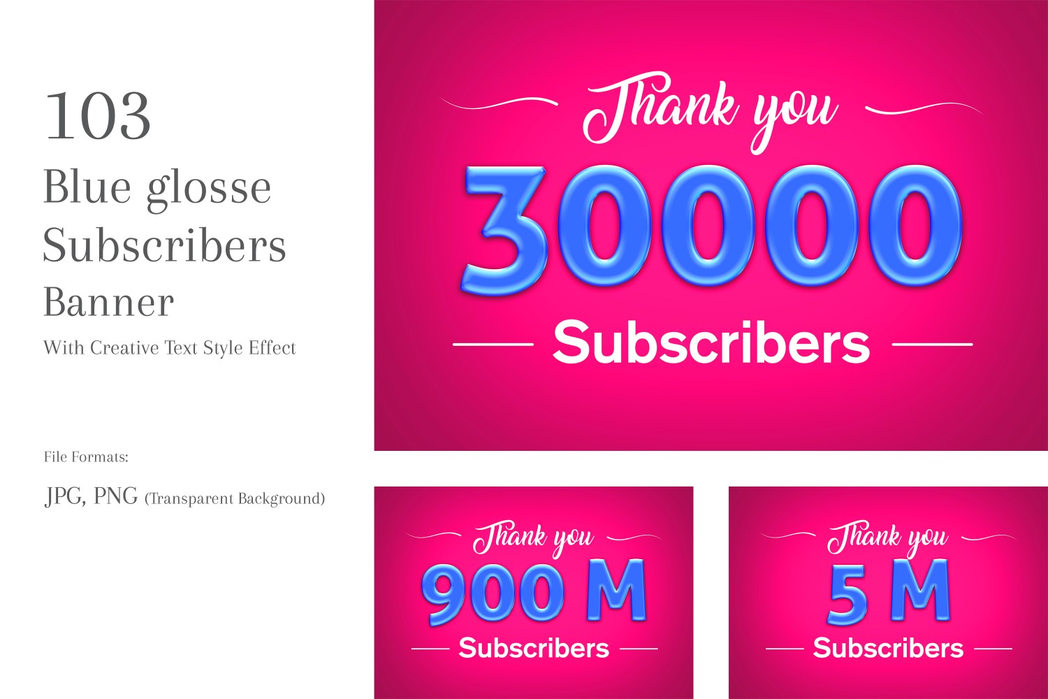 Blue glosse Subscribers Banner Design Set 23