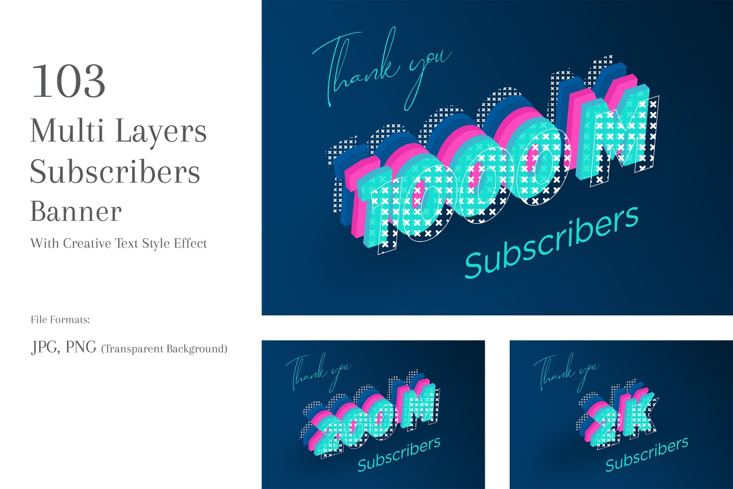 Multi Layers Subscribers Banner Design Set 26