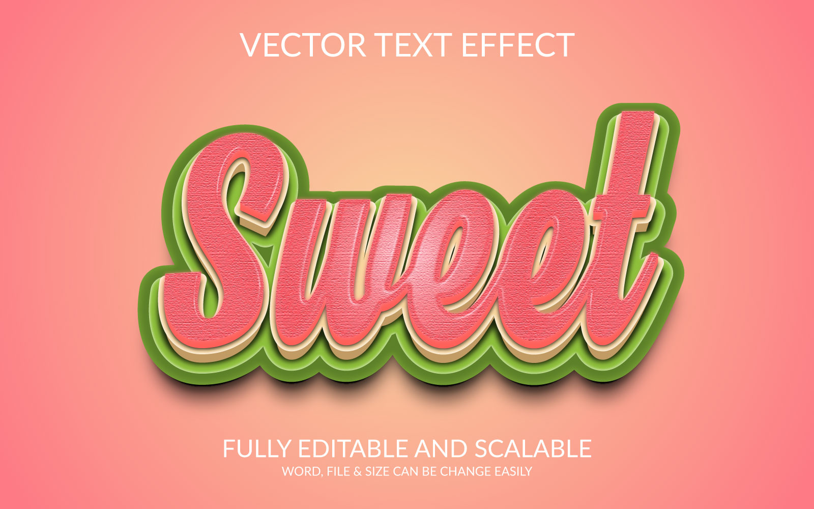 Sweet 3D Vector Eps Text Effect Template Design
