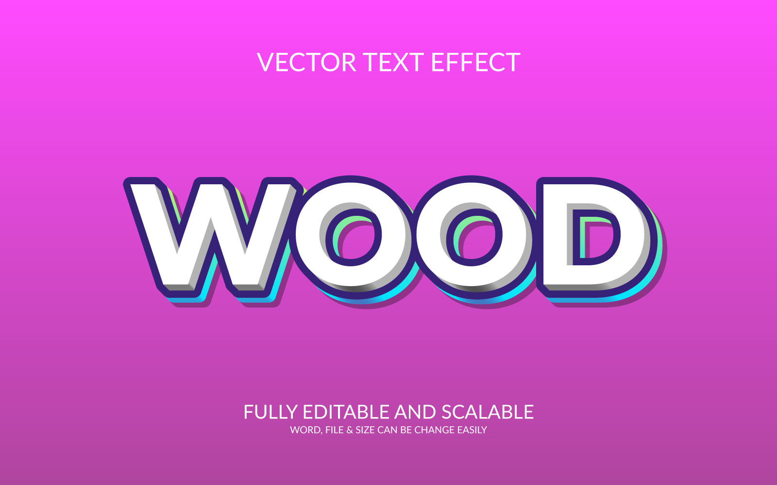 Wood Editable Vector Eps 3D Text Effect Template Design