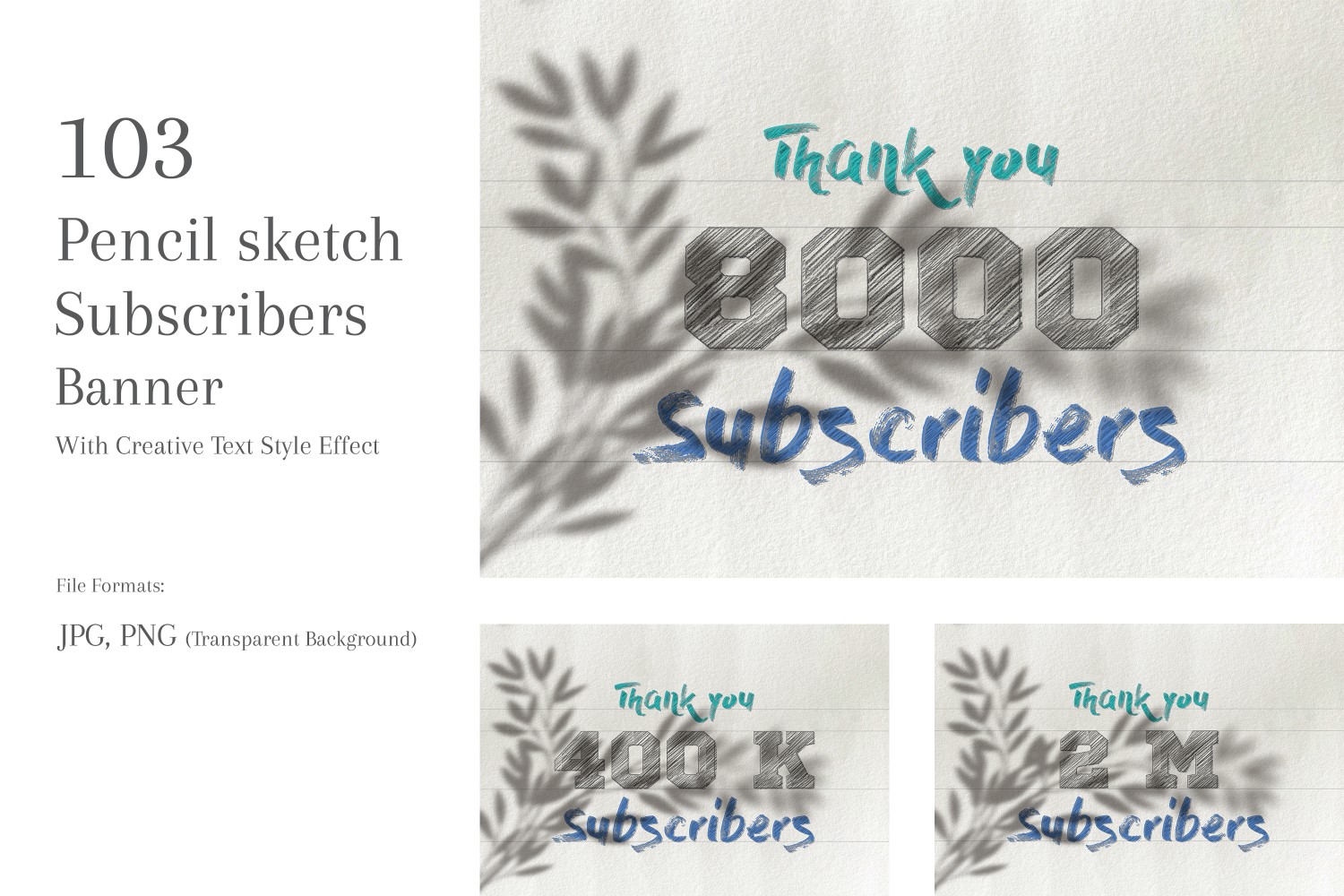 Pencil sketch Subscribers Banners Design Set 69