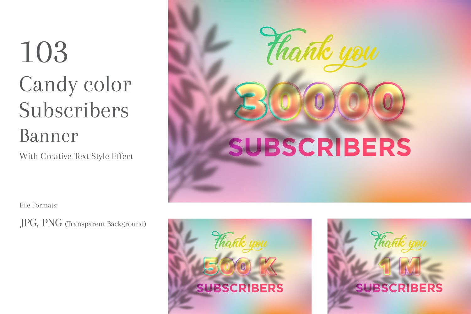 Candy color Subscribers Banners Design Set 81