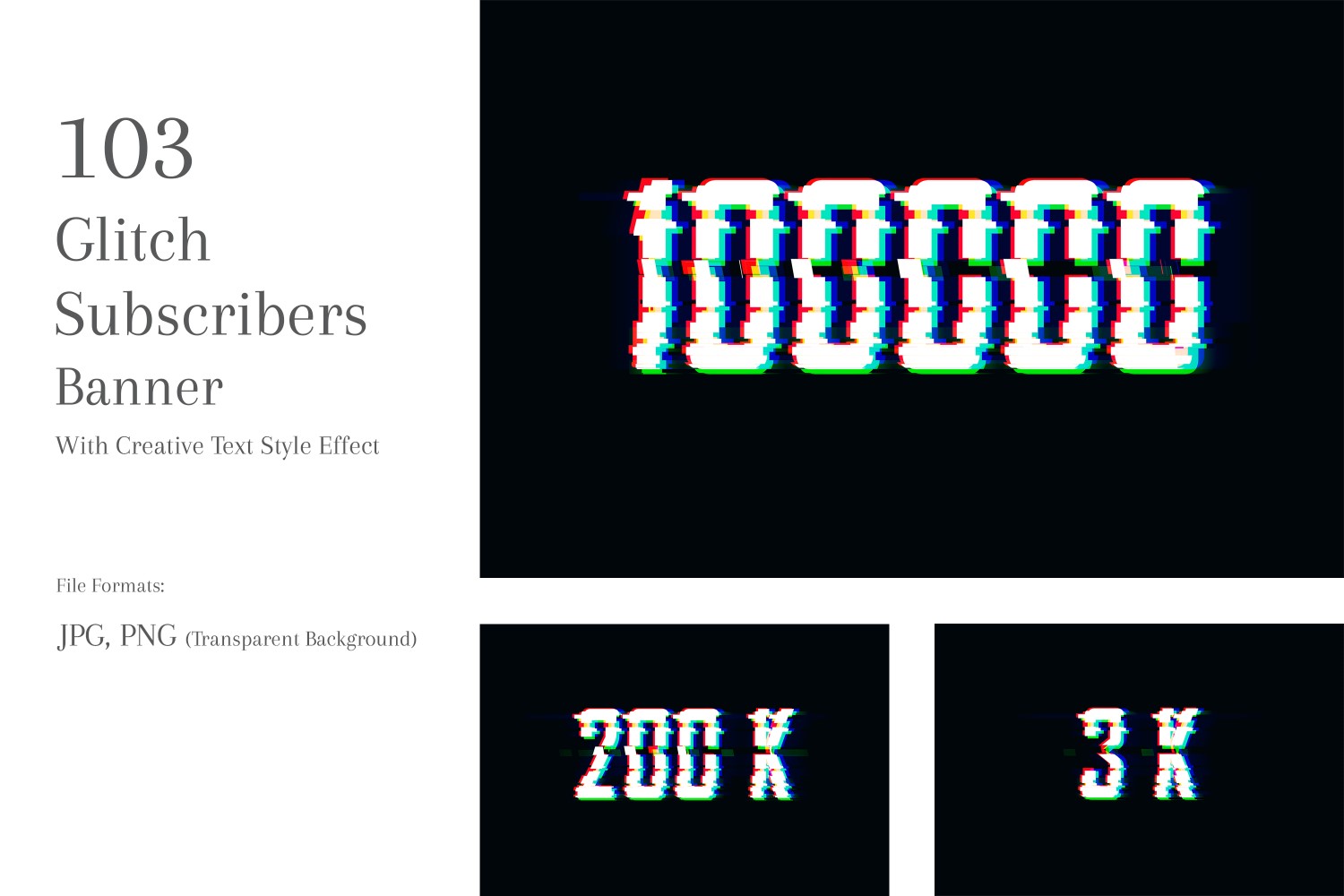 Glitch Subscribers Banners Design Set 82