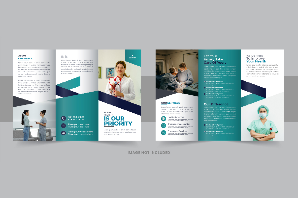 Healthcare or medical trifold brochure template