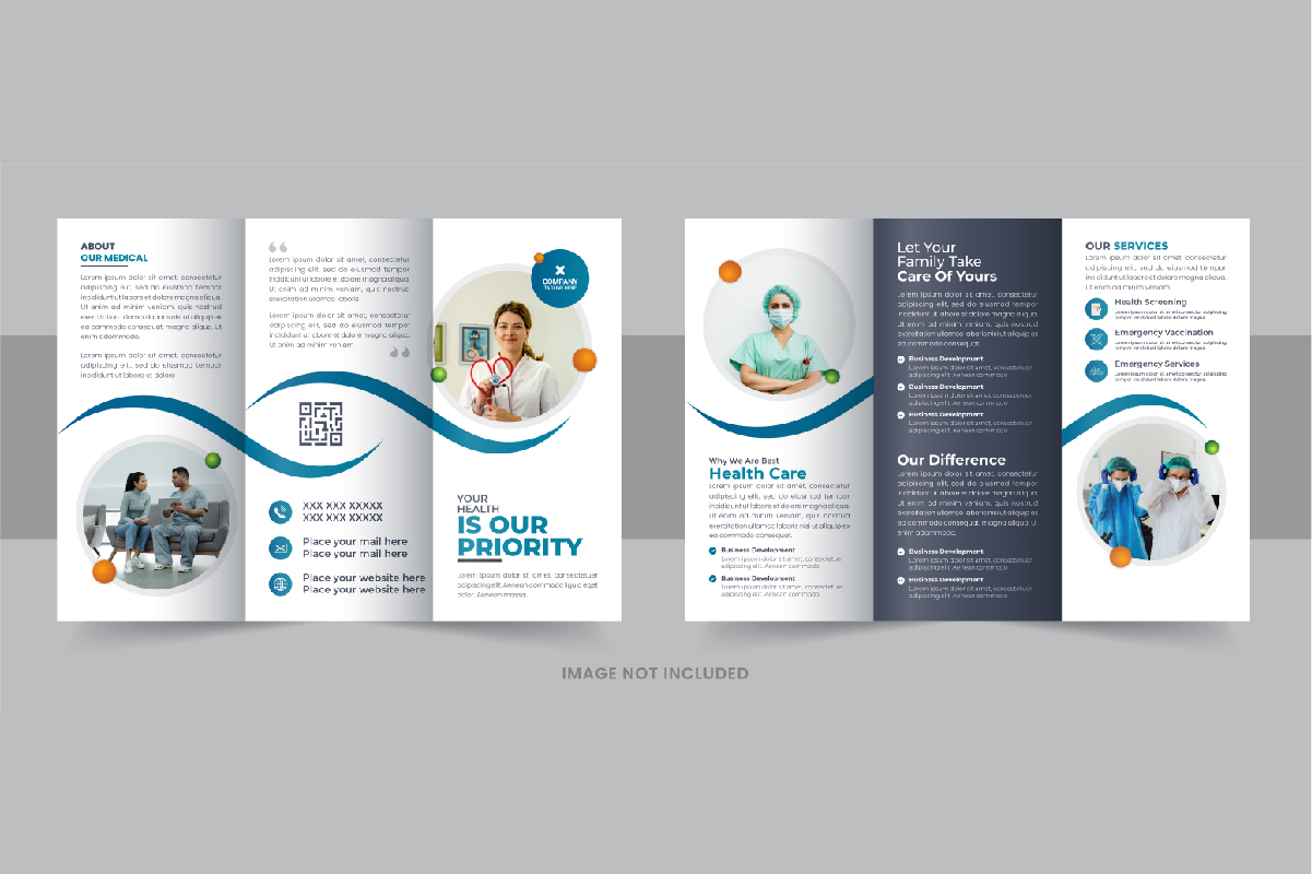 Healthcare or medical trifold brochure layout