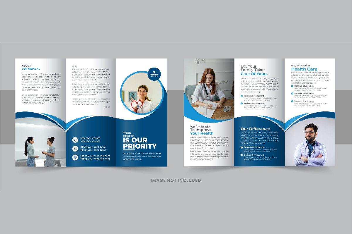 Healthcare or medical trifold brochure design layout