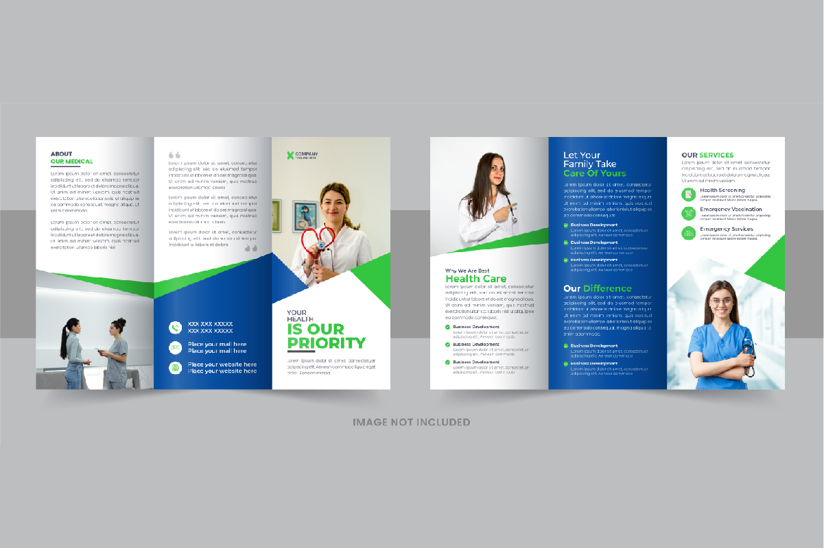 Healthcare or medical trifold brochure template layout