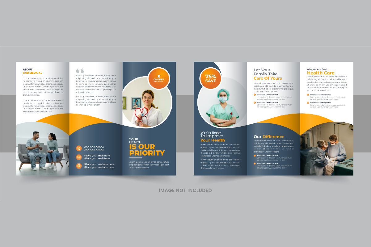 Creative healthcare or medical trifold brochure design