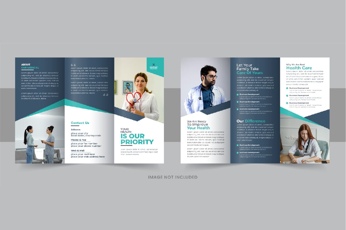 Creative healthcare or medical trifold brochure template