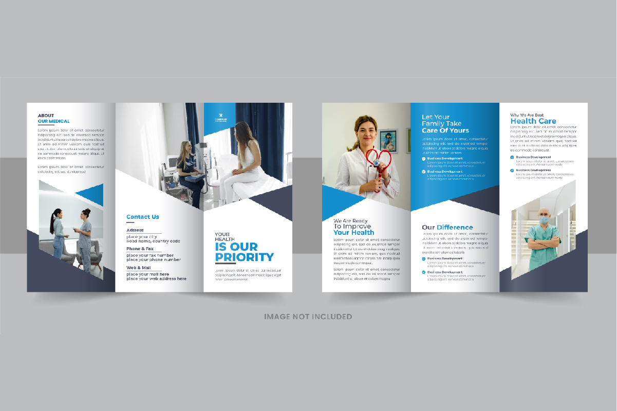 Creative healthcare or medical trifold brochure layout