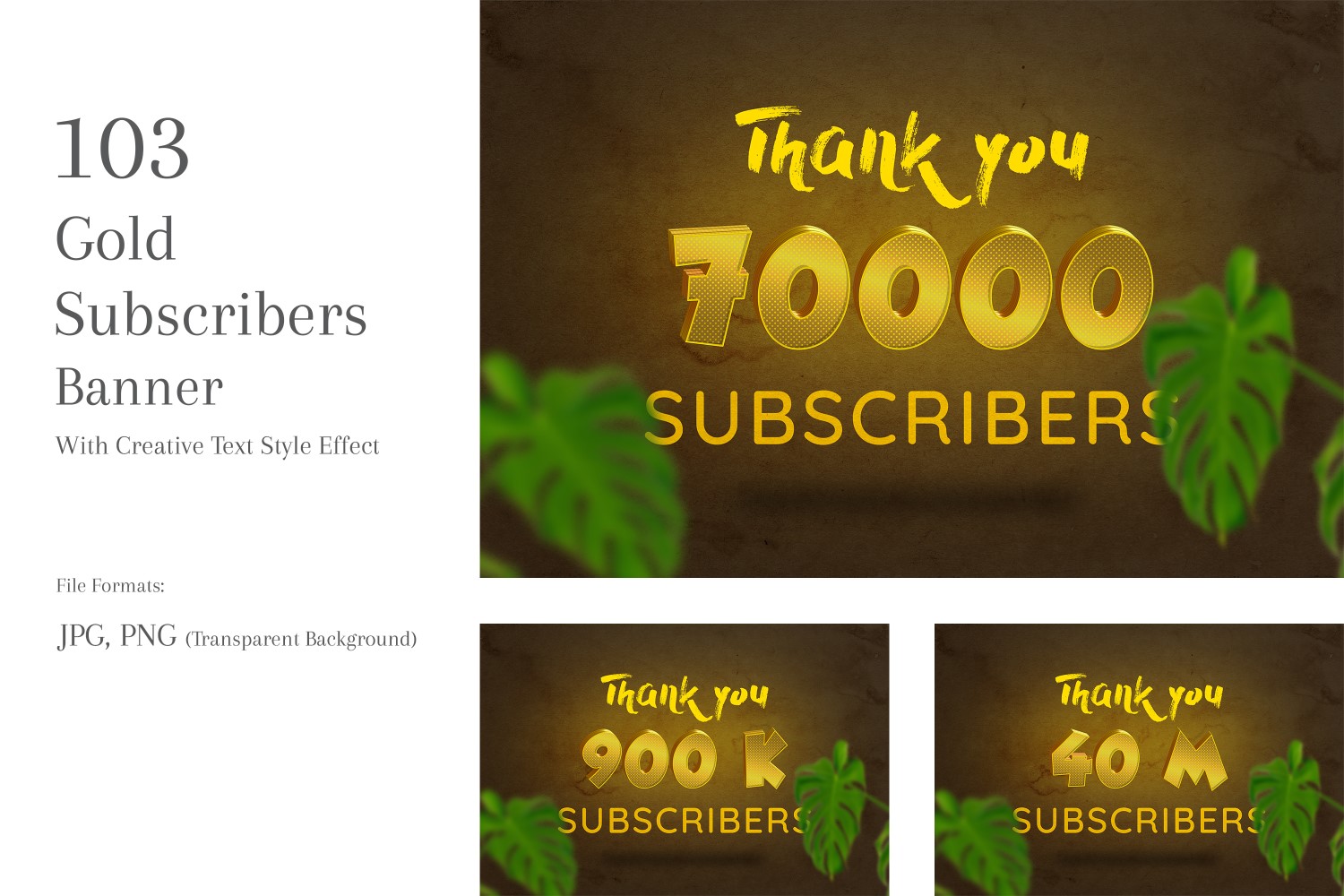 Gold Subscribers Banners Design Set 99