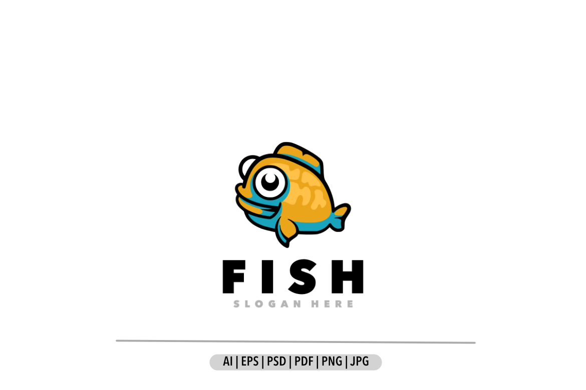 Cute fish logo design template