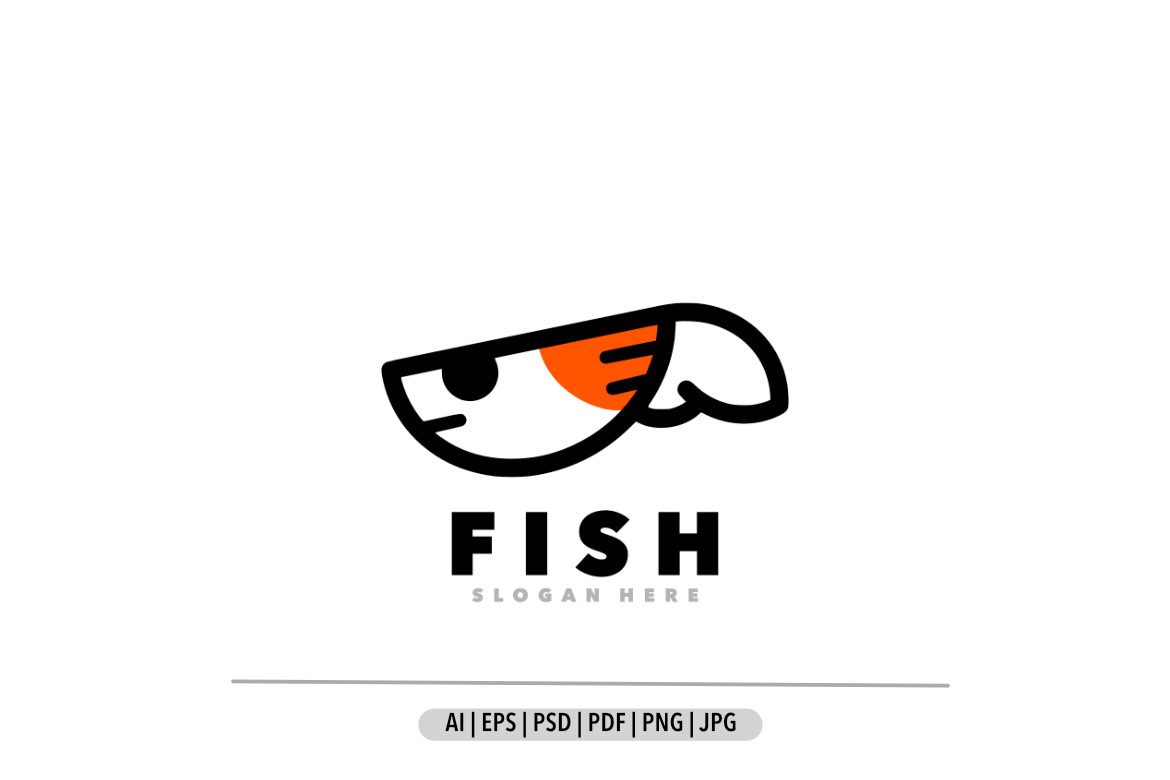 Fish line art outline simple design logo