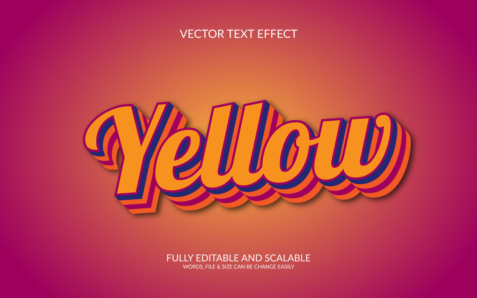 Yellow 3D Editable Text Effect Template Design