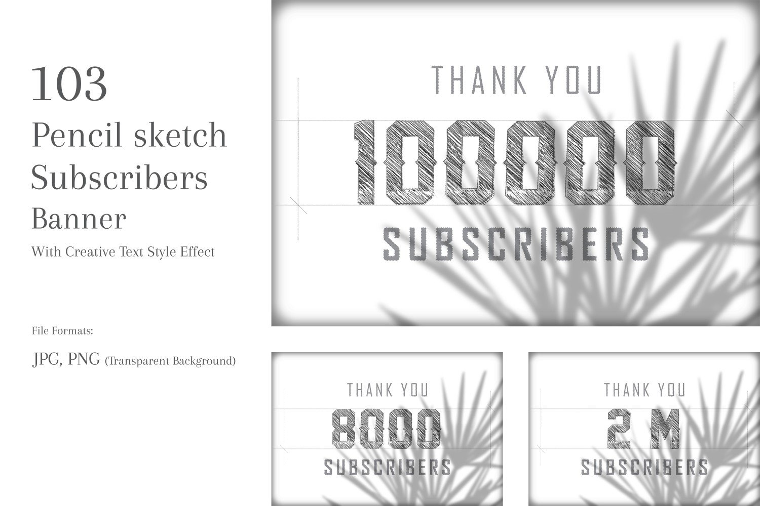 Pencil sketch Subscribers Banners Design Set 111