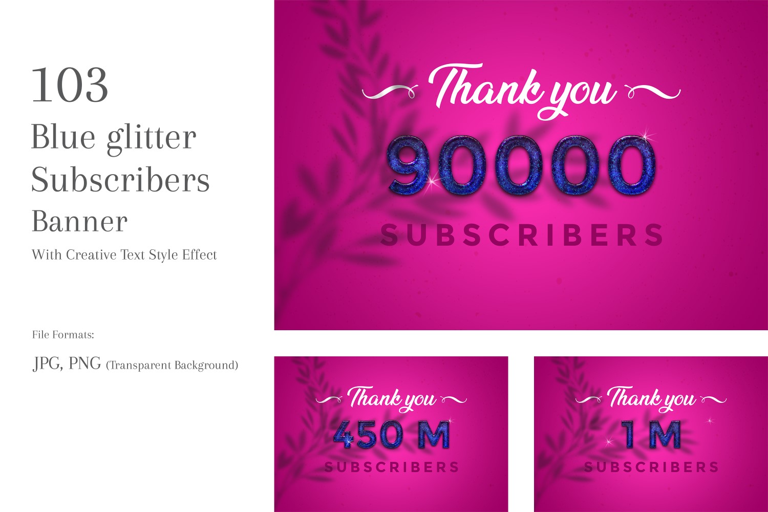 Blue glitter Subscribers Banners Design Set 118